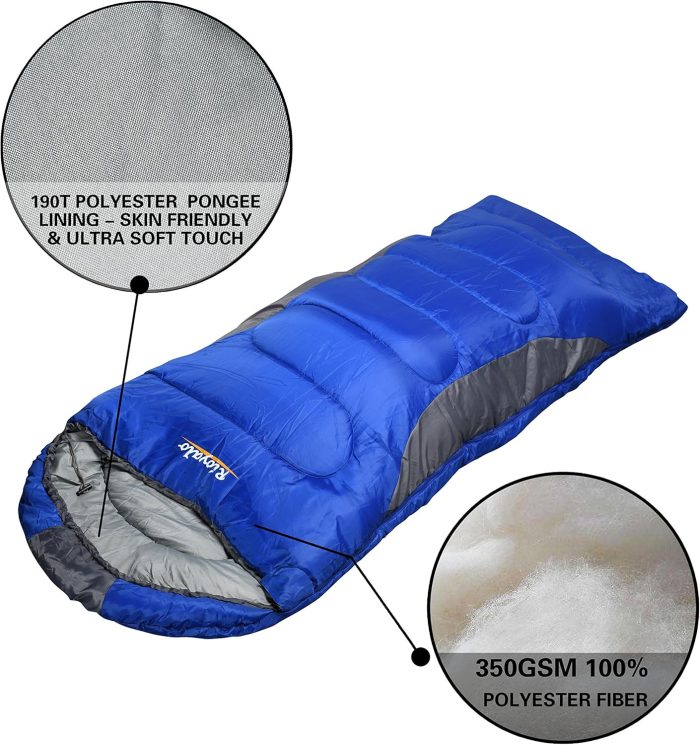 0 Degree Winter Sleeping Bags for Adults Camping (450GSM) - Temp Range (5F–32F) Portable Waterproof Compression Sack- Camping Sleeping Bags for Big and Tall in Env Hoodie: Backpacking Hiking 4 Season - Image 3
