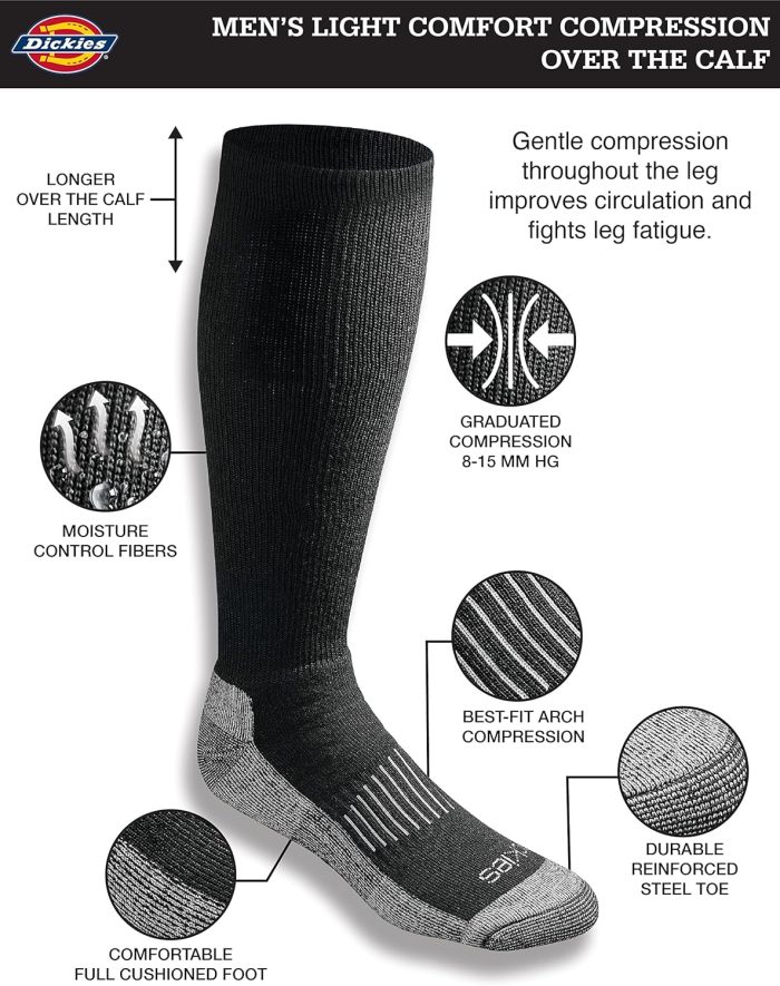 Men's Light Compression Comfort Over-The-Calf Socks, Available in M-XXL (2, 4 Pairs), Shoe Size: 12-15 - Image 2