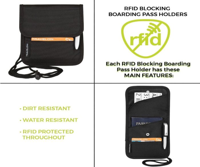 Folding Id and Boarding Pass Holder, Black, One Size - Image 3